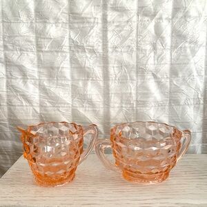 Rose Pink Creamer And Sugar Set